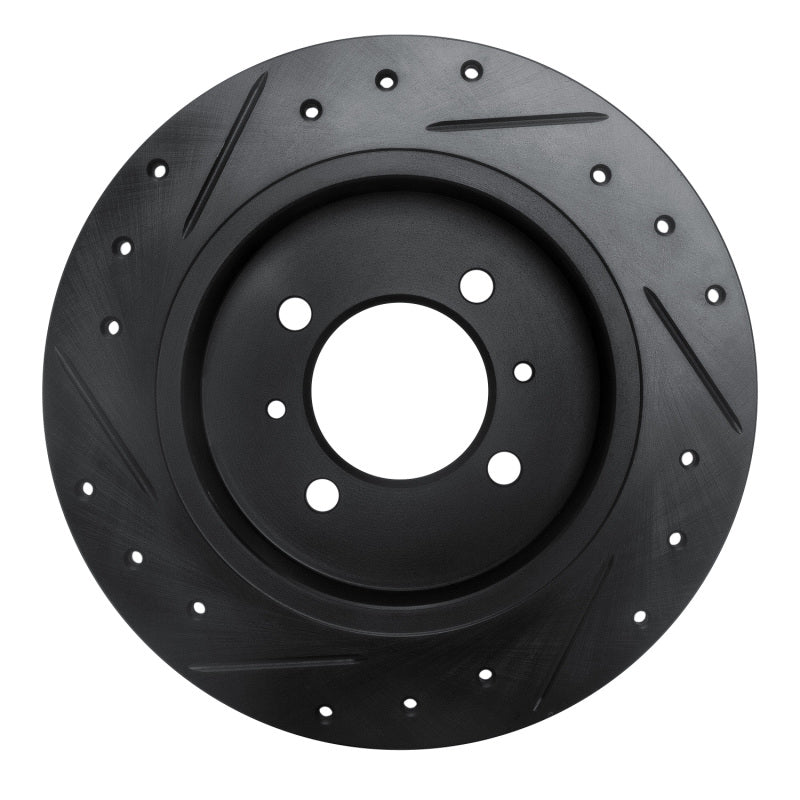 R1 Concepts R1 91-94 Nissan Sentra Rear Right Drilled & Slotted Black Brake Rotor