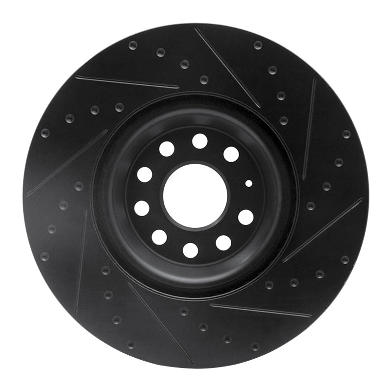R1 Concepts R1 2022+ Volkswagen GTI Mk 8 Front Left Drilled & Slotted Black Brake Rotor