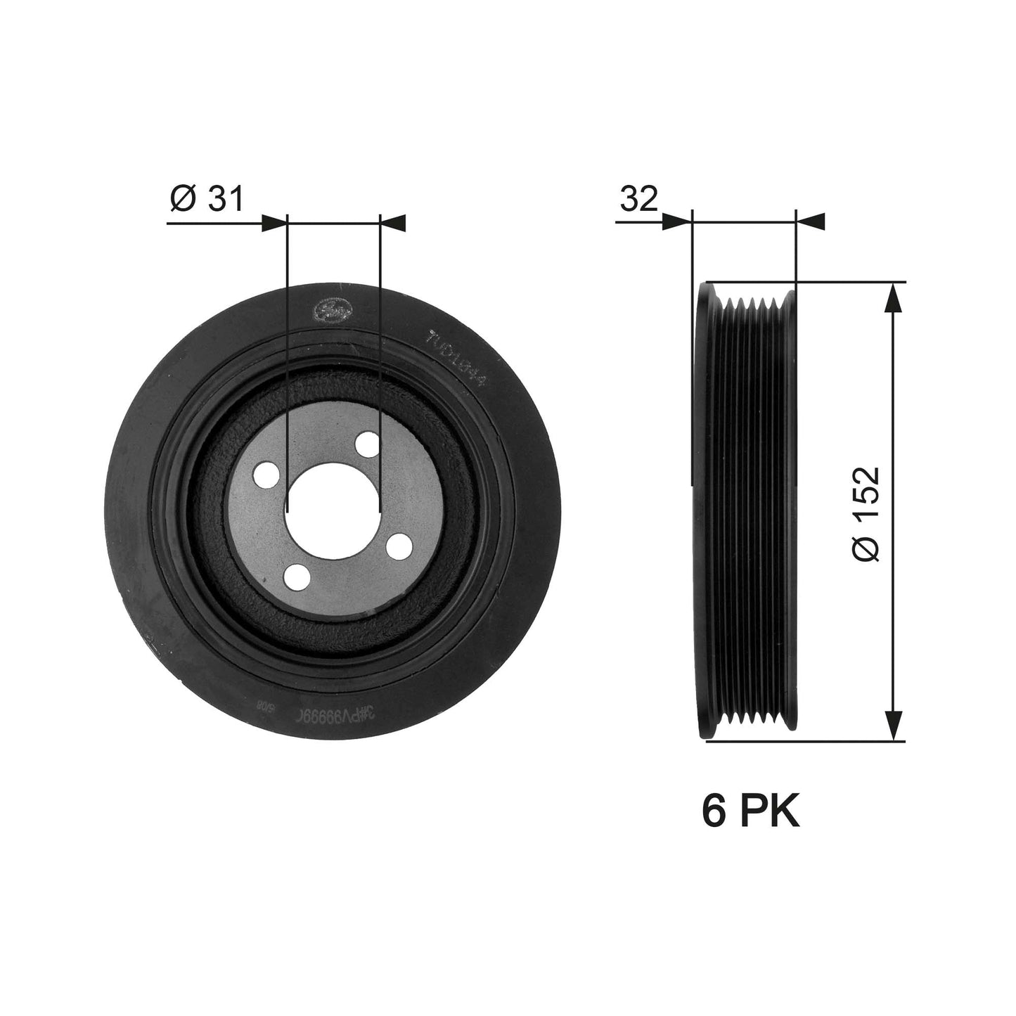 GATES GATTVD1044 Crankshaft Belt Pulley