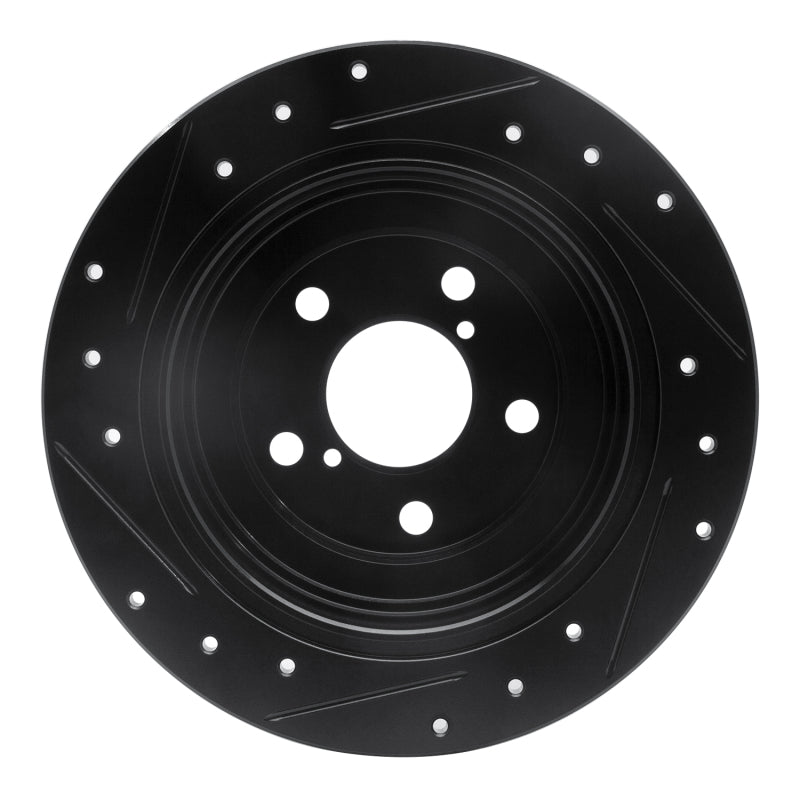 R1 Concepts R1 90-08 Saab 9-2X Rear Right Drilled & Slotted Black Brake Rotor