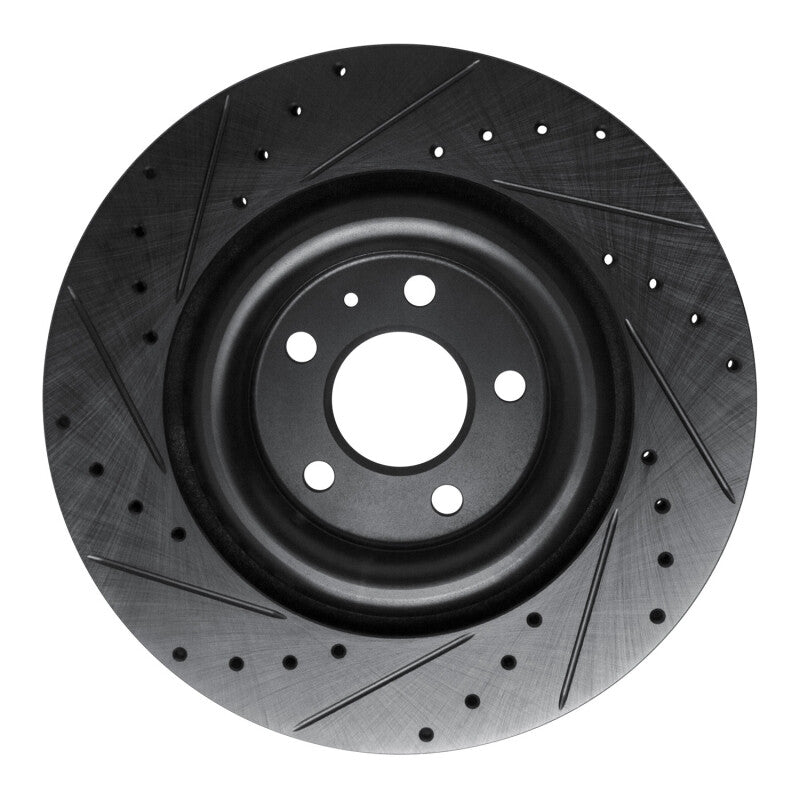 R1 Concepts R1 17-25 Audi Q8 e-Tron Rear Right Drilled & Slotted Black Brake Rotor