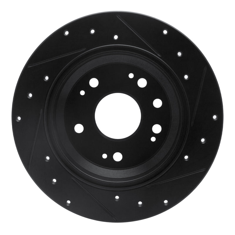 R1 Concepts R1 02-04 Acura RL Rear Left Drilled & Slotted Black Brake Rotor