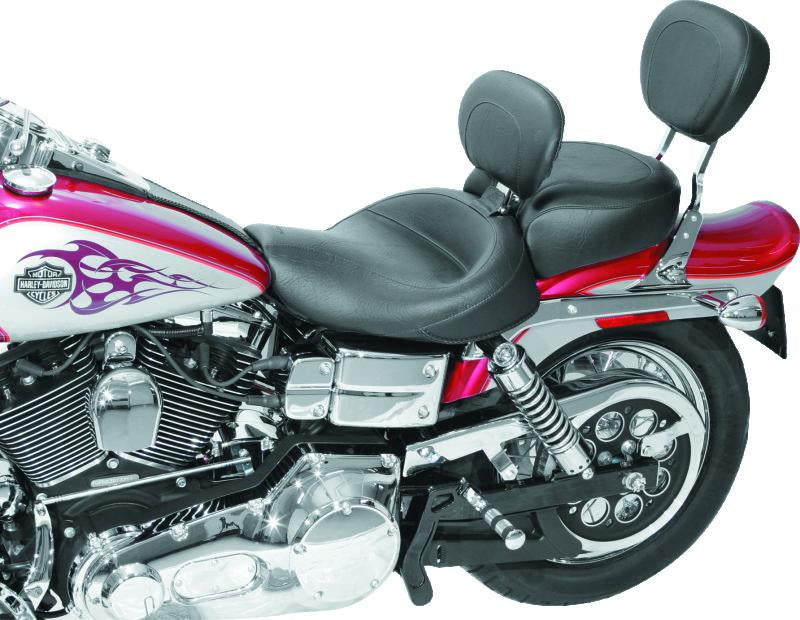 Mustang Motorcycle Mustang 06-17 Harley Dyna Wide Touring Solo Seat w/ Driver Backrest - Black
