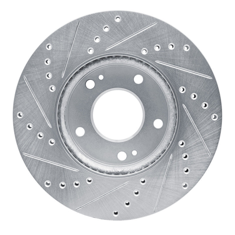 R1 Concepts R1 07-10 Kia Rondo (USA) Front Right Drilled & Slotted Silver Brake Rotor