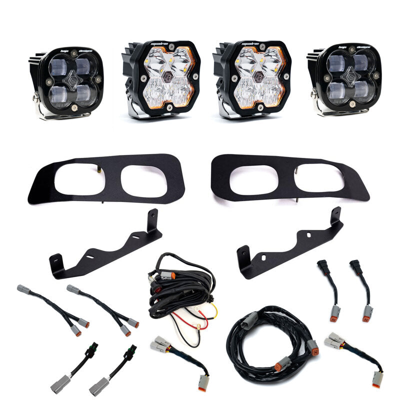 Baja Designs 23-25 Ford Super Duty Squadron Sport/SAE 2.0 Dual Fog Pocket Kit (Diving/Combo) - Clear