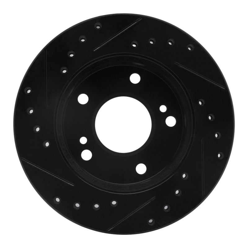 R1 Concepts R1 94-96 Nissan 240SX Front Right Drilled & Slotted Black Brake Rotor