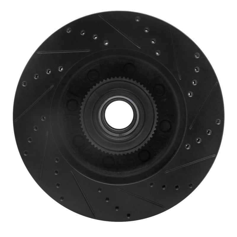 R1 Concepts R1 08-25 Ford E-350 Super Duty Front Left Drilled & Slotted Black Brake Rotor