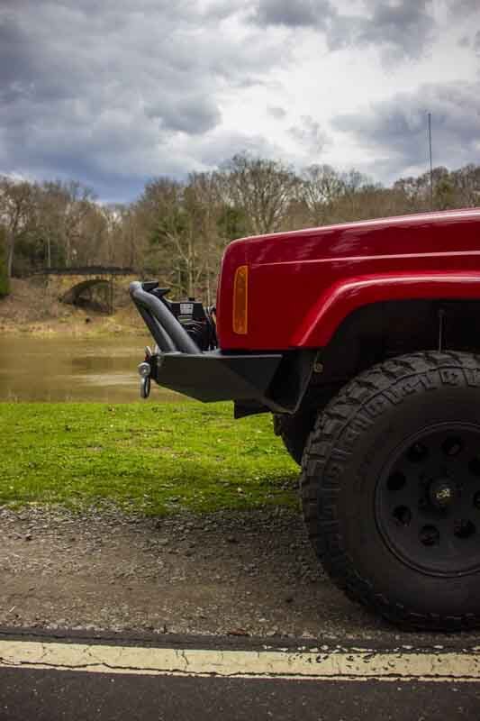 Fishbone Offroad Cherokee XJ Front Winch Bumper W/Grille Guard Bullhead Steel - Blk Txtrd Pwdrcoat