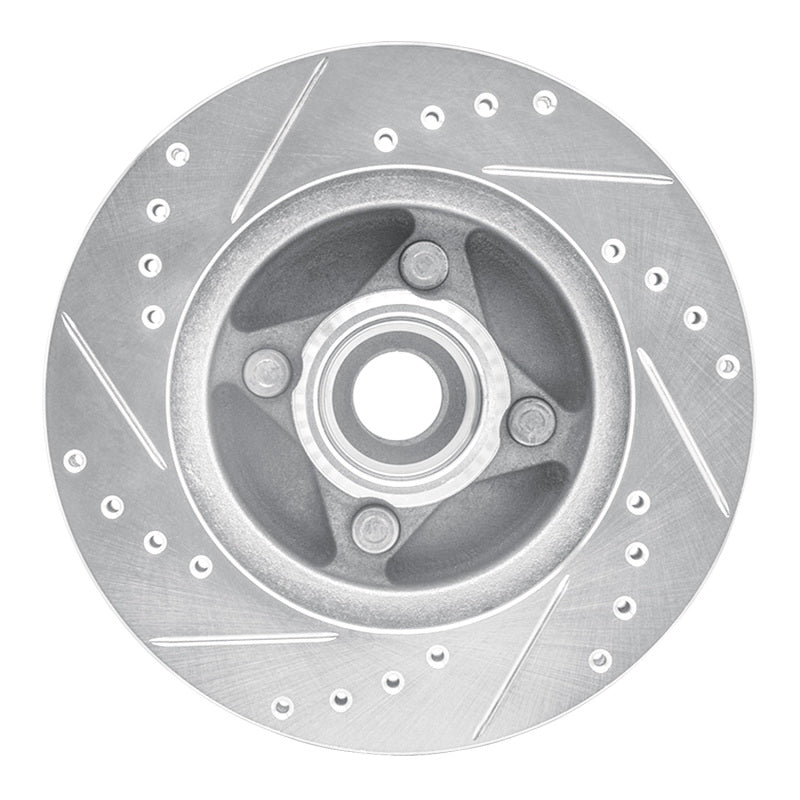 R1 Concepts R1 87-93 Ford Mustang Front Right Drilled & Slotted Silver Brake Rotor