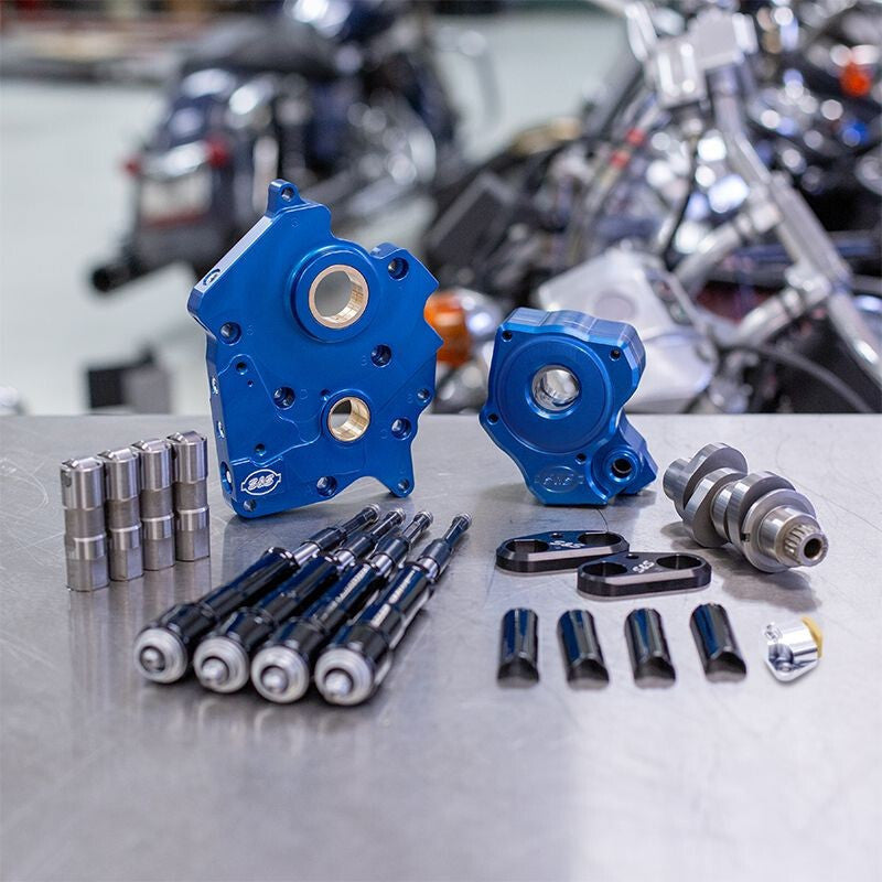 S&S Cycle 2017+ Oil Cooled M8 Models Chain Drive 475C Cam Chest Kit w/ Blk Pushrod Tubes - Incl. VVT