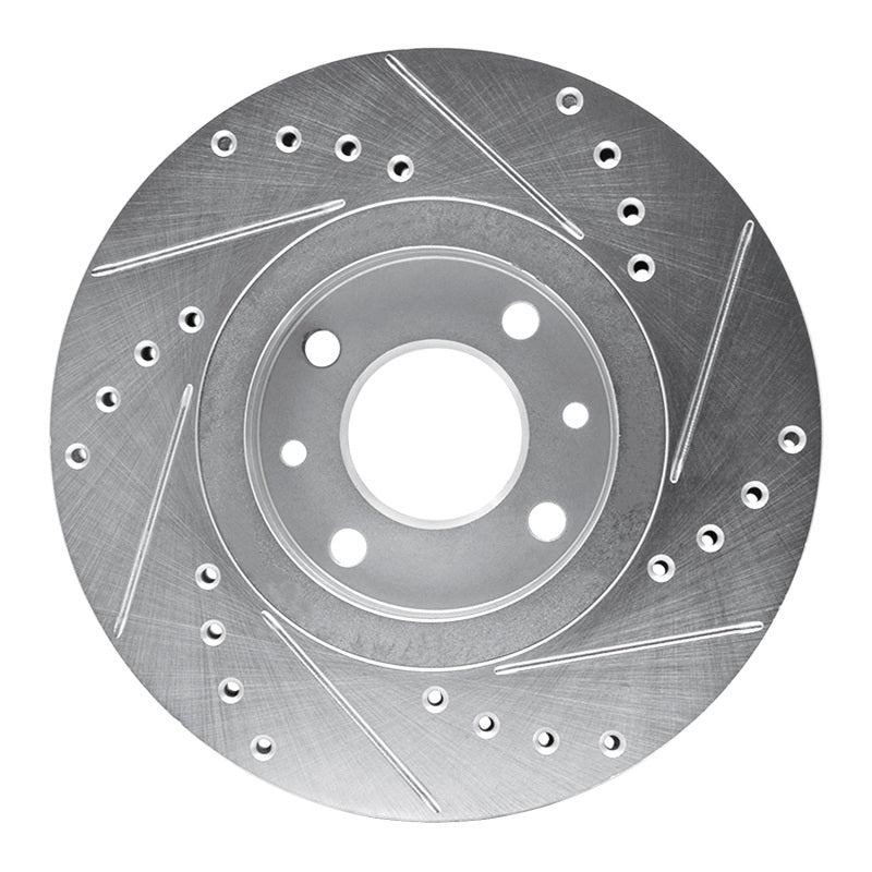R1 Concepts R1 88-89 Eagle Medallion Front Left Drilled & Slotted Silver Brake Rotor