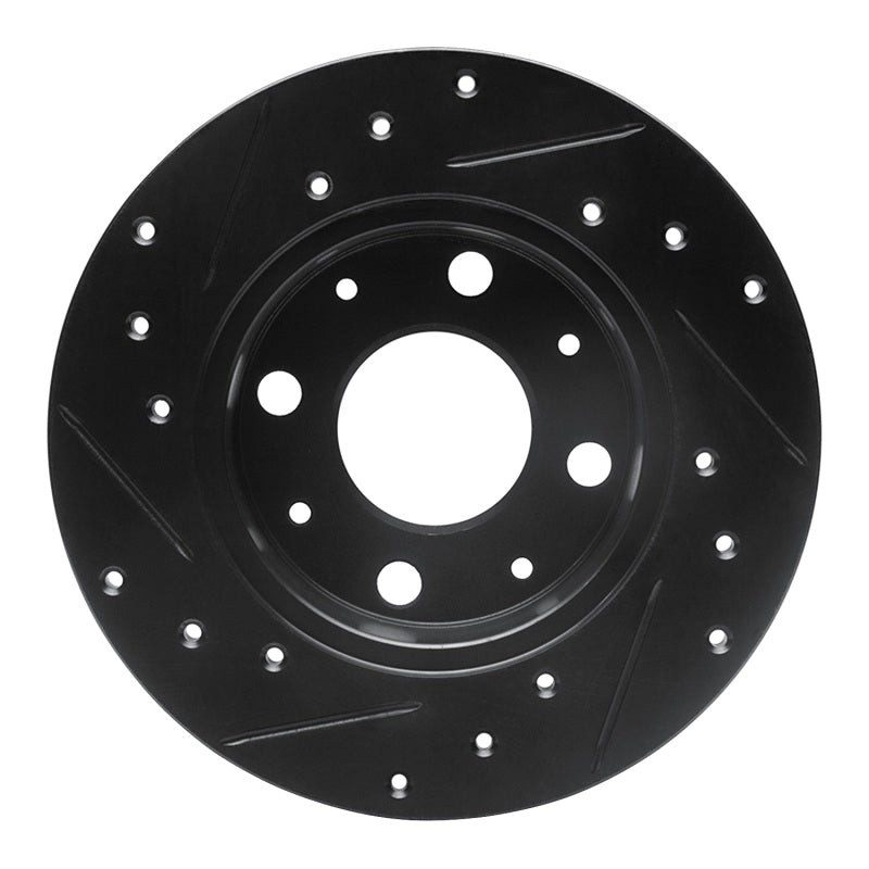 R1 Concepts R1 79-83 Honda Civic Front Right Drilled & Slotted Black Brake Rotor