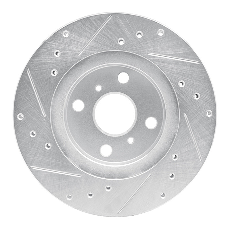 R1 Concepts R1 87-92 Geo Prizm Front Right Drilled & Slotted Silver Brake Rotor