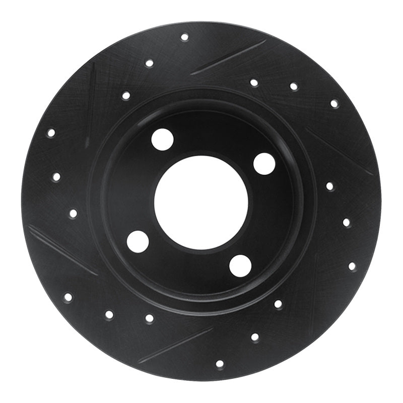 R1 Concepts R1 89-91 Audi 100 Rear Right Drilled & Slotted Black Brake Rotor