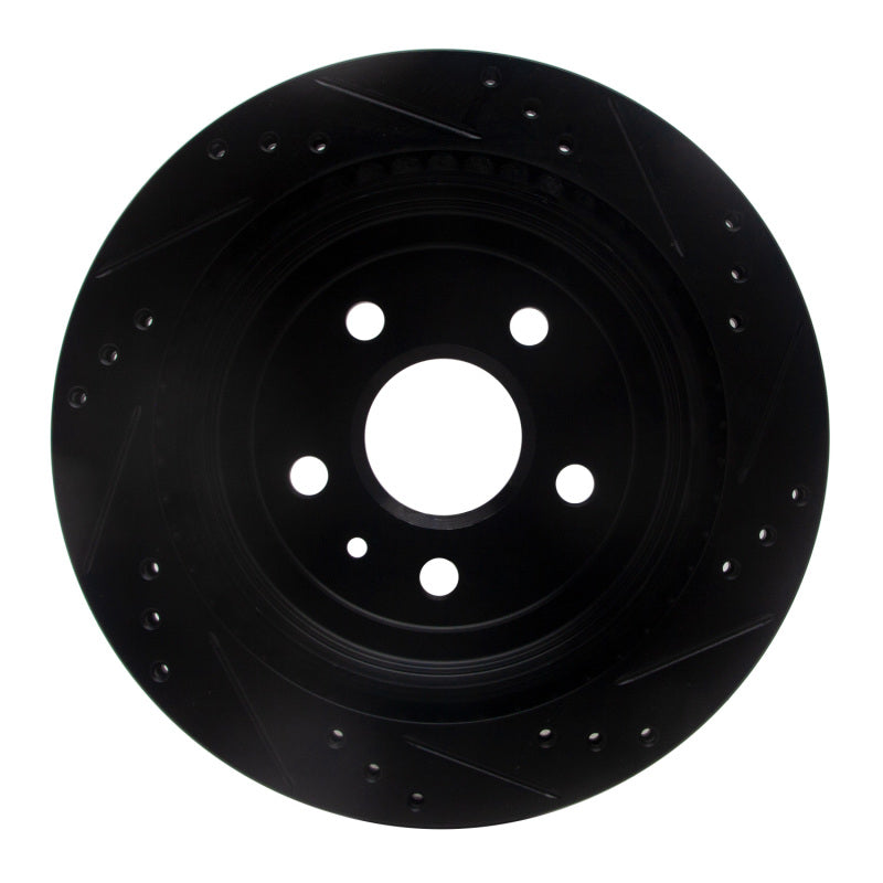 R1 Concepts R1 08-19 Cadillac CTS Rear Left Drilled & Slotted Black Brake Rotor