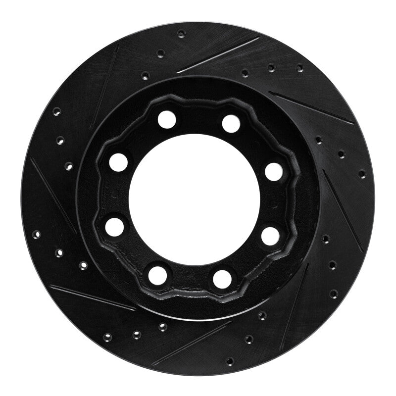 R1 Concepts R1 77-93 Chevrolet V30 & V3500 Pickup Front Right Drilled & Slotted Black Brake Rotor