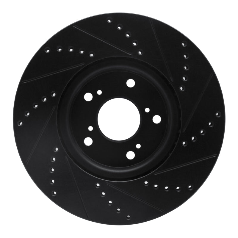 R1 Concepts R1 04-08 Acura TL Front Left Drilled & Slotted Black Brake Rotor