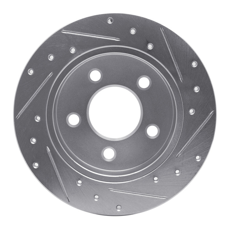 R1 Concepts R1 94-04 Ford Mustang Rear Left Drilled & Slotted Silver Brake Rotor