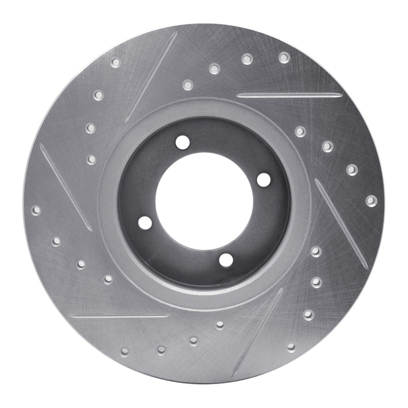R1 Concepts R1 69-89 Peugeot 504 Front Right Drilled & Slotted Silver Brake Rotor