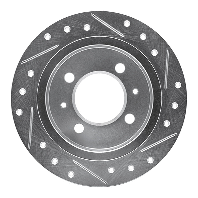 R1 Concepts R1 91-06 Nissan Sentra Rear Left Drilled & Slotted Silver Brake Rotor