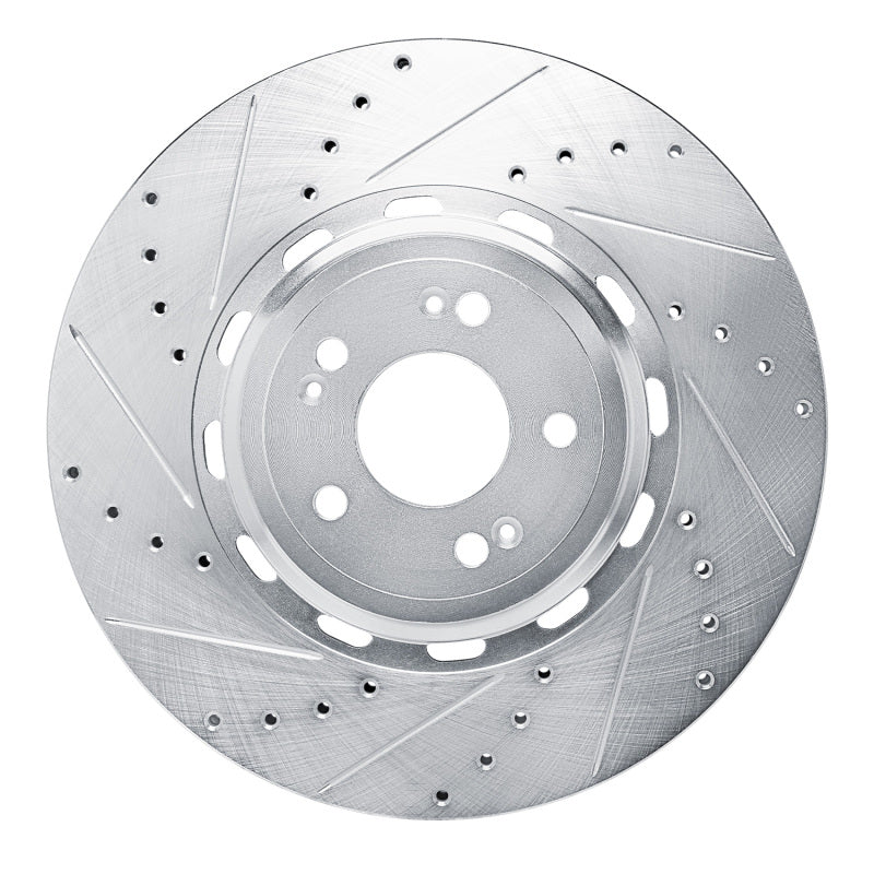 R1 Concepts R1 21-26 Genesis G90 Front Left Drilled & Slotted Silver Brake Rotor