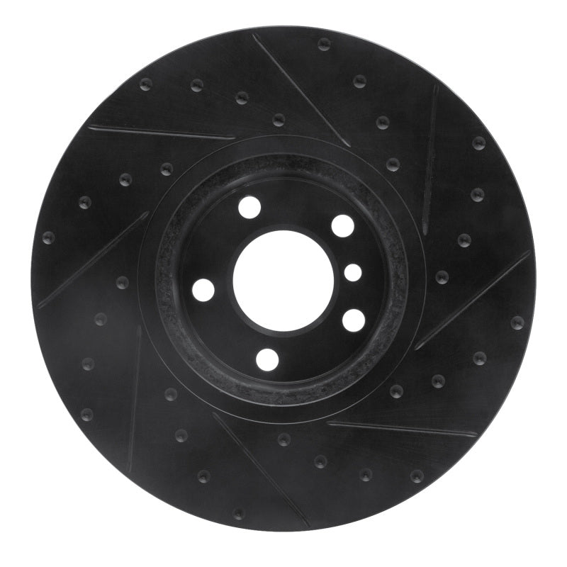 R1 Concepts R1 16-18 BMW X4 Left Front Drilled & Slotted Black Brake Rotor