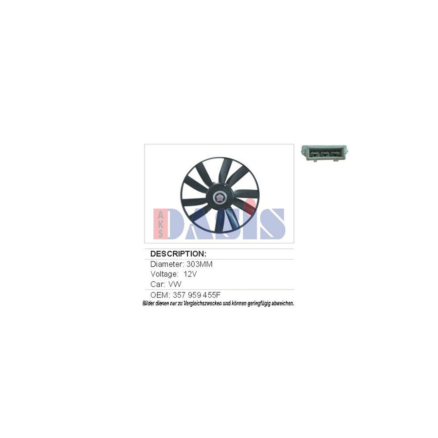 AKS Dasis 048370N Fan, Radiator for VW Passat