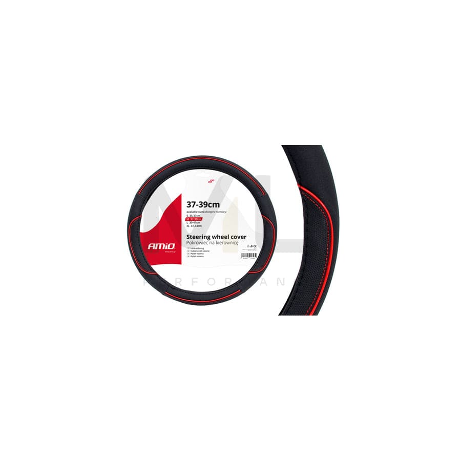 AMiO SWC-07 01362 Steering wheel cover Black, Red, Ø: 37-39cm, PP (Polypropylene)