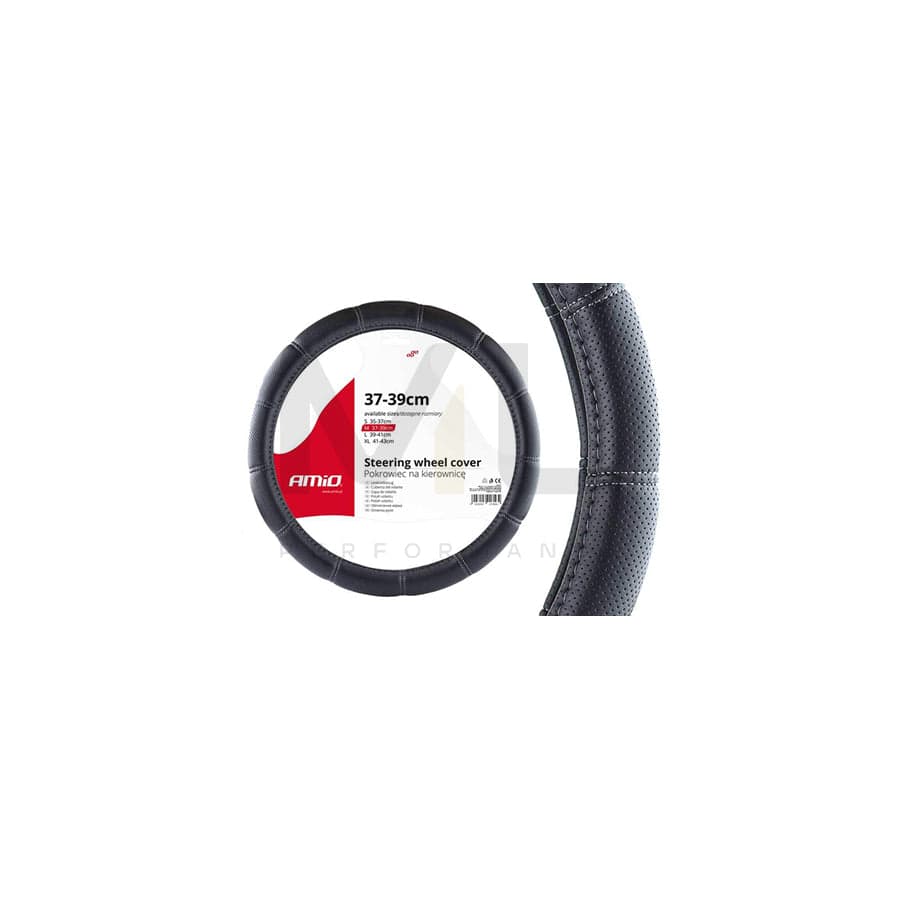 AMiO SWC-29-M 02566 Steering wheel cover Black, Ø: 37-39cm, Leatherette