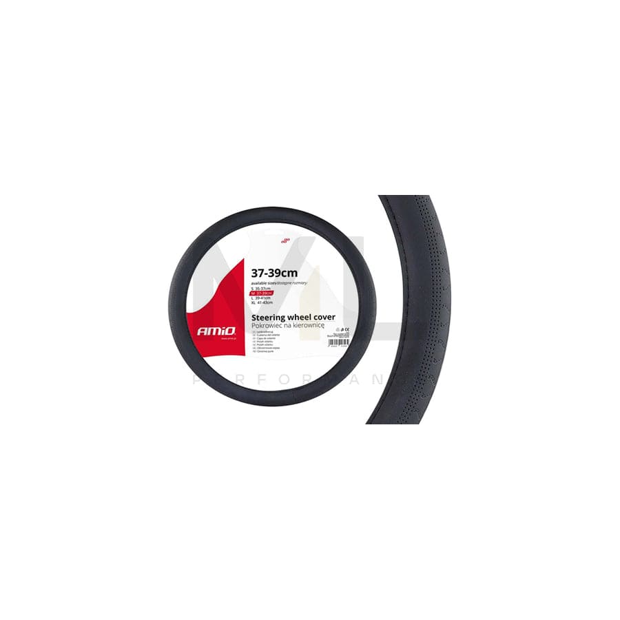 AMiO SWC-31-M 02568 Steering wheel cover Black, Ø: 37-39cm, Leatherette