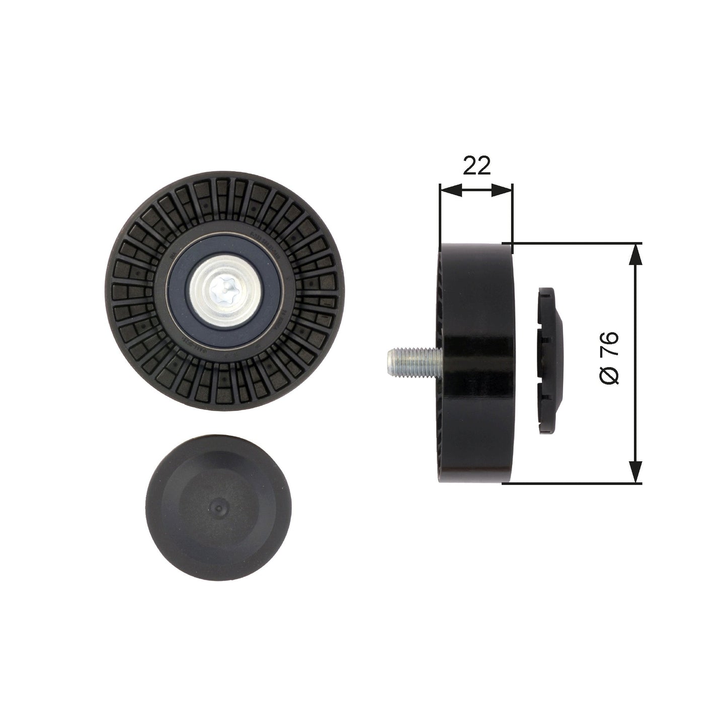 GATES GATT36389 V-Ribbed Belt Deflection/Guide Pulley