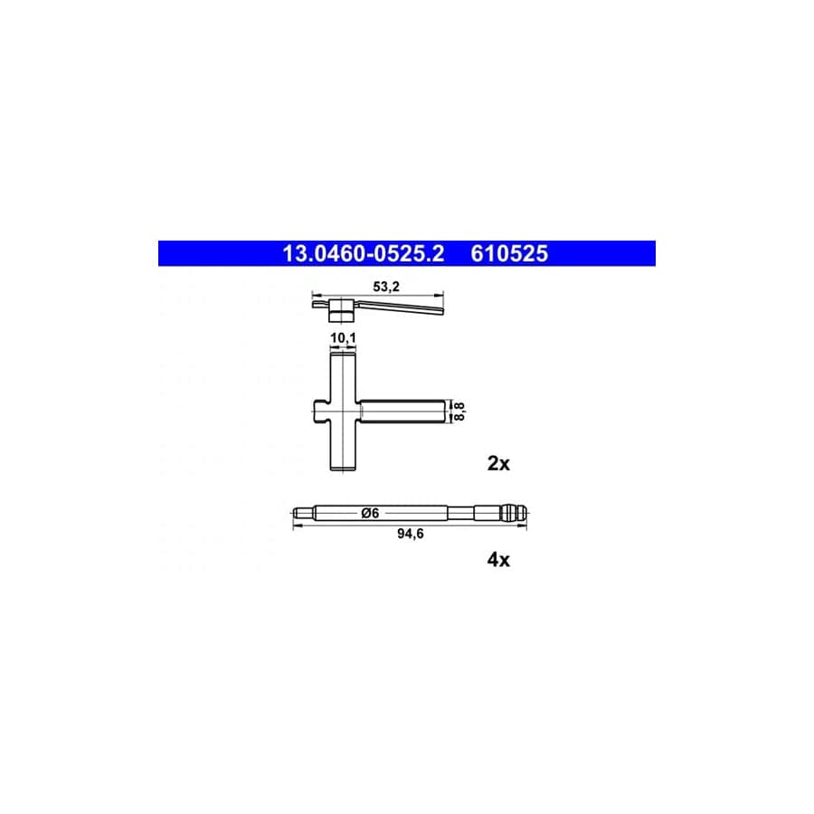 ATE 13.0460-0525.2 Accessory Kit, Disc Brake Pads