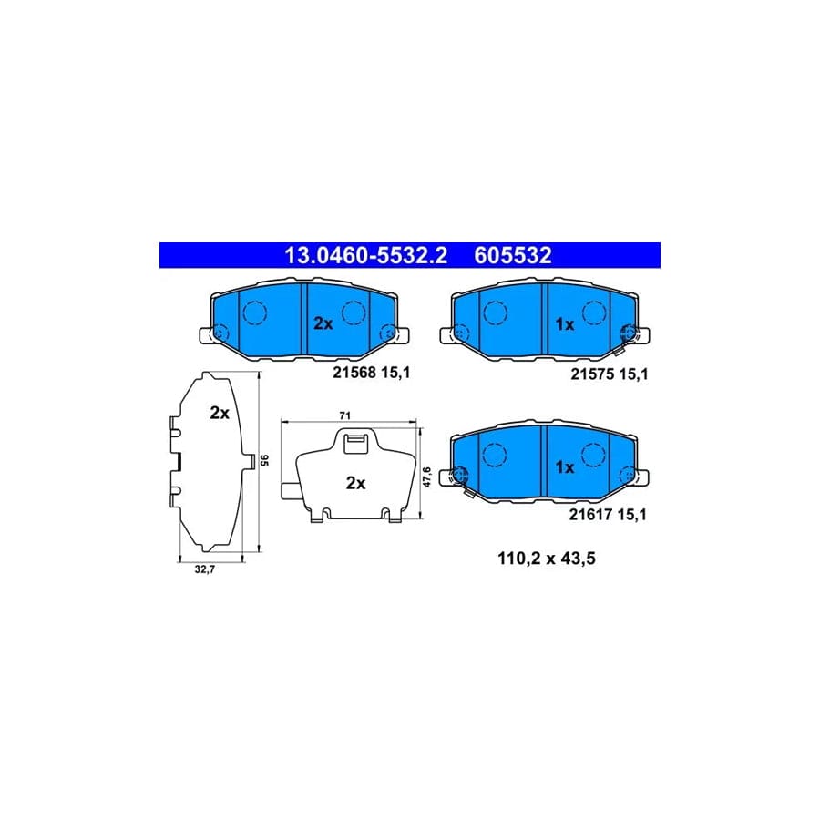ATE 13.0460-5532.2 Brake Pad Set for Suzuki Jimny IV Off-Road (A6G)