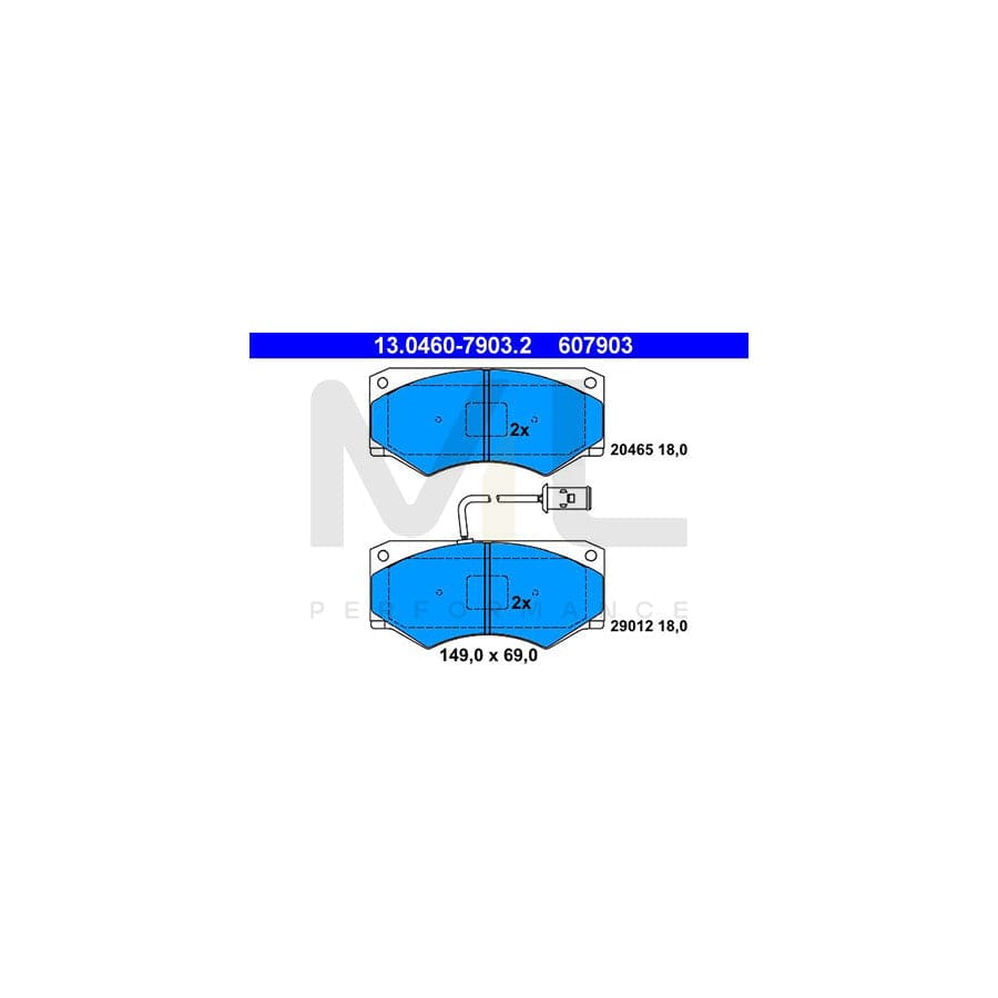 ATE 13.0460-7903.2 Brake pad set for IVECO Daily incl. wear warning contact