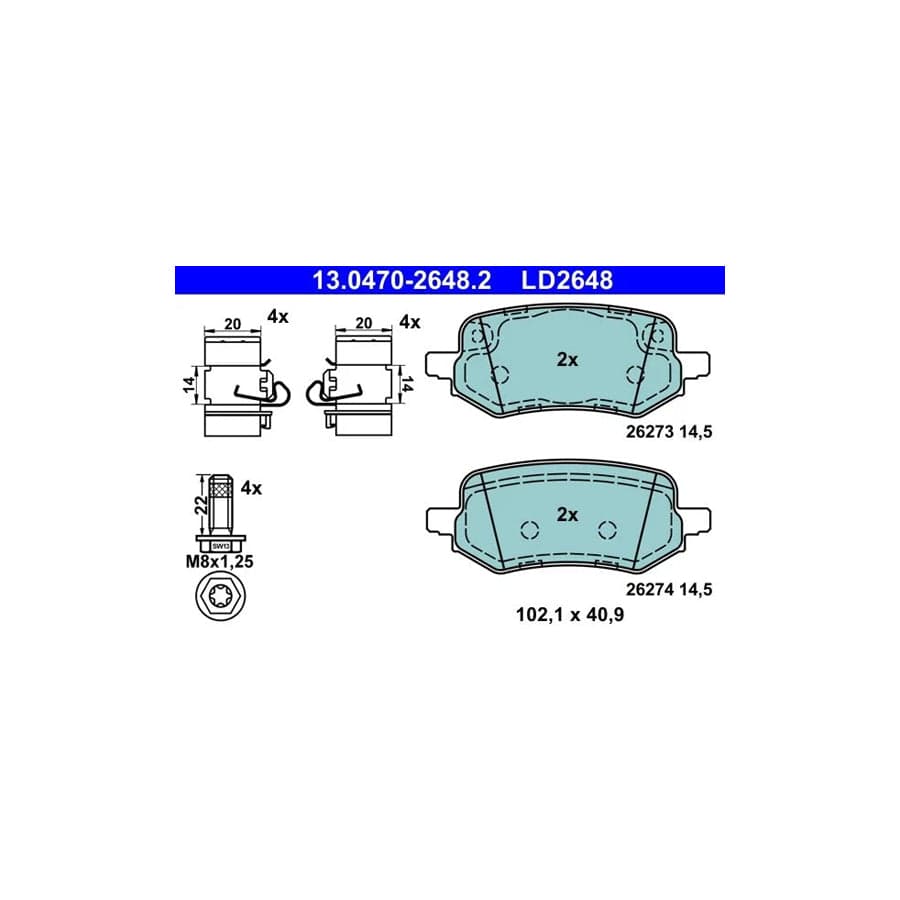 ATE 13.0470-2648.2 Brake Pad Set for Ford Puma Off-Road