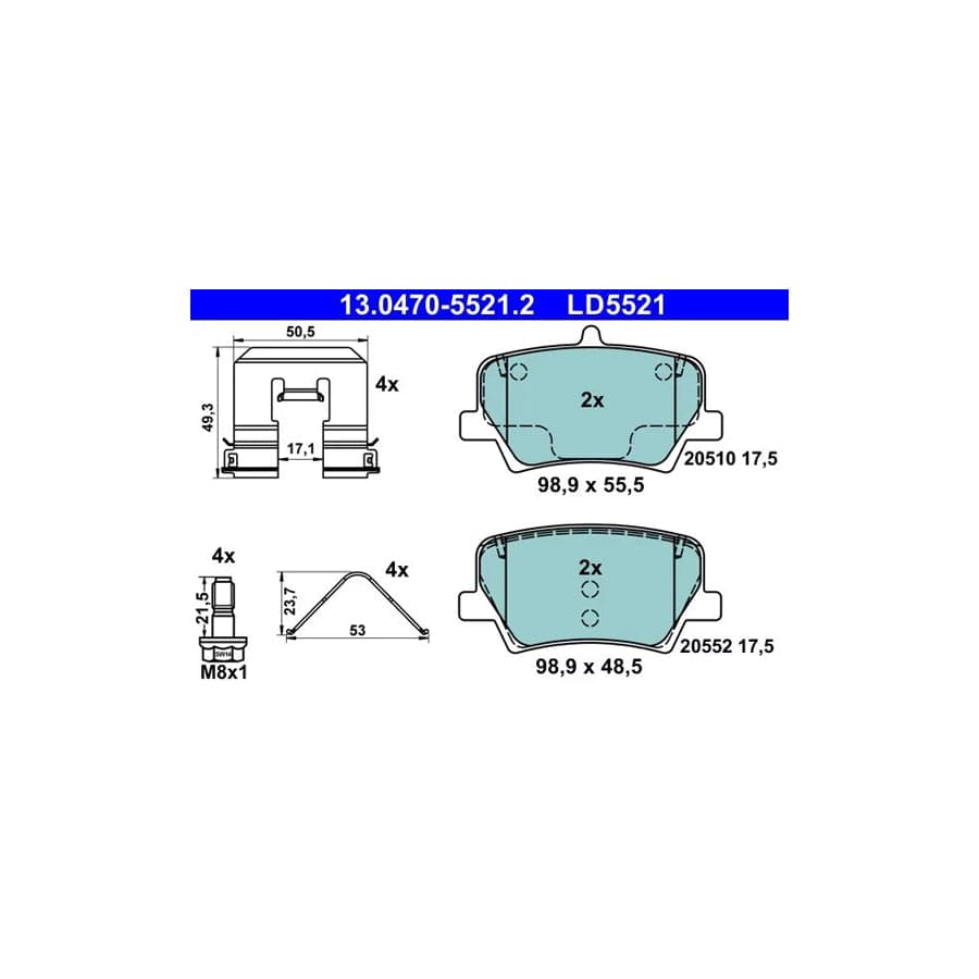 ATE 13.0470-5521.2 Brake Pad Set for Volvo Xc40 (536)
