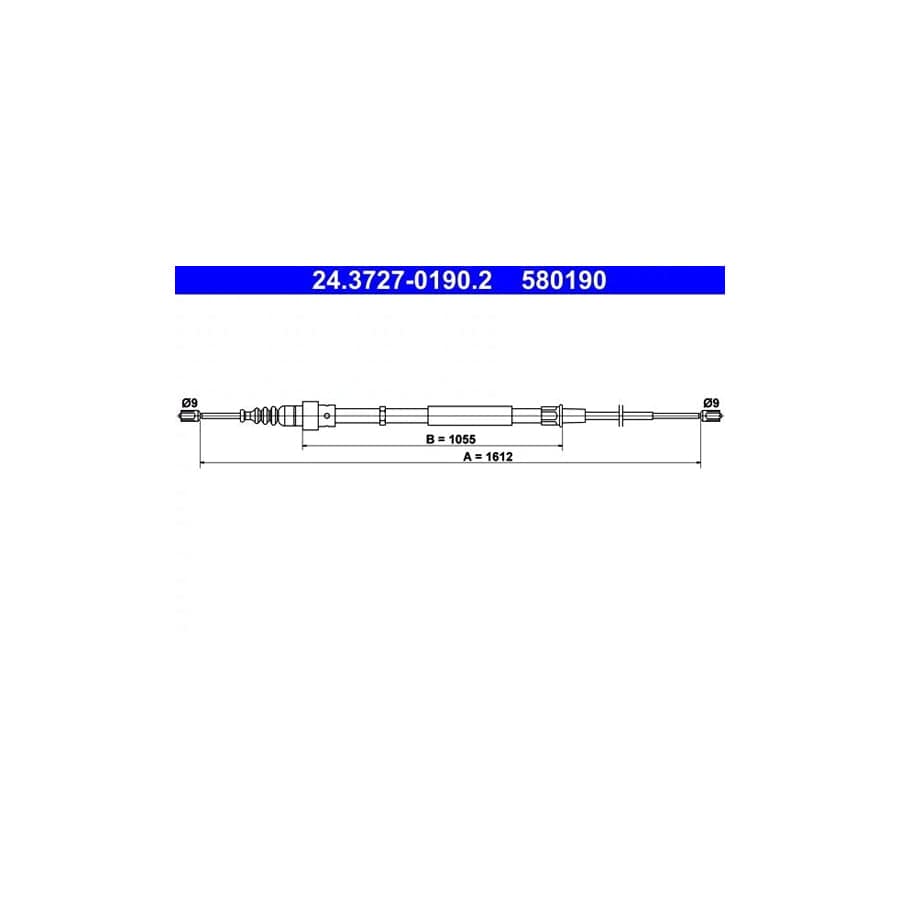 ATE 24.3727-0190.2 Hand Brake Cable for Audi Tt