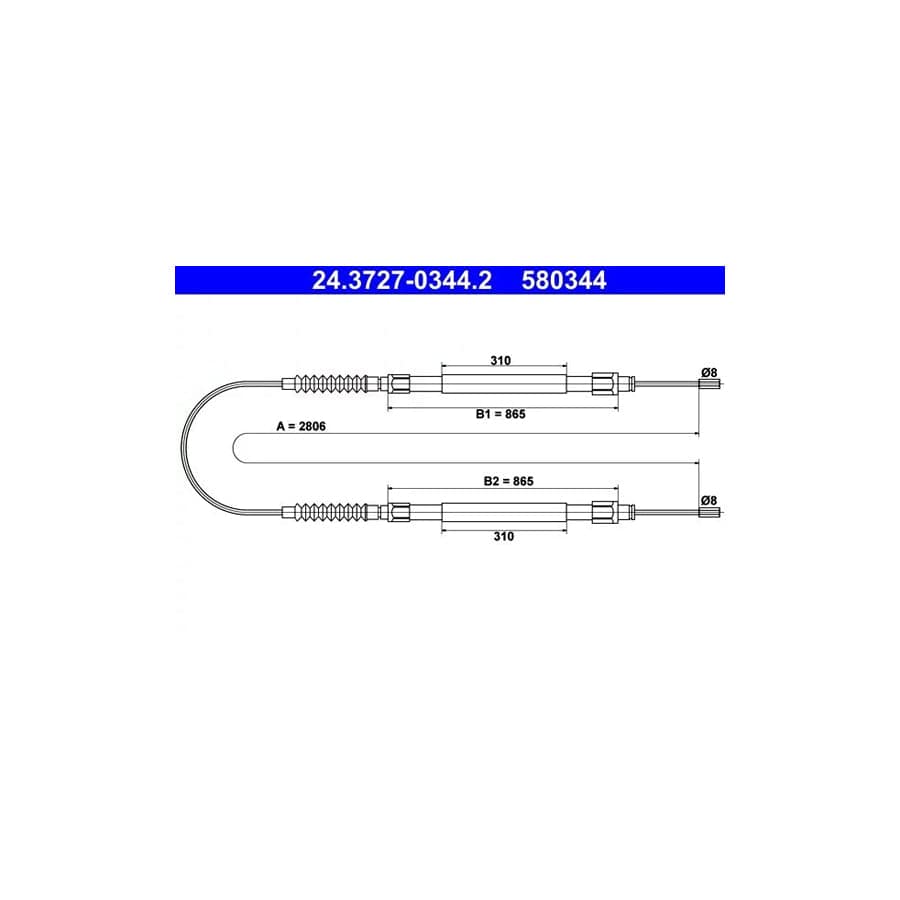 ATE 24.3727-0344.2 Hand Brake Cable