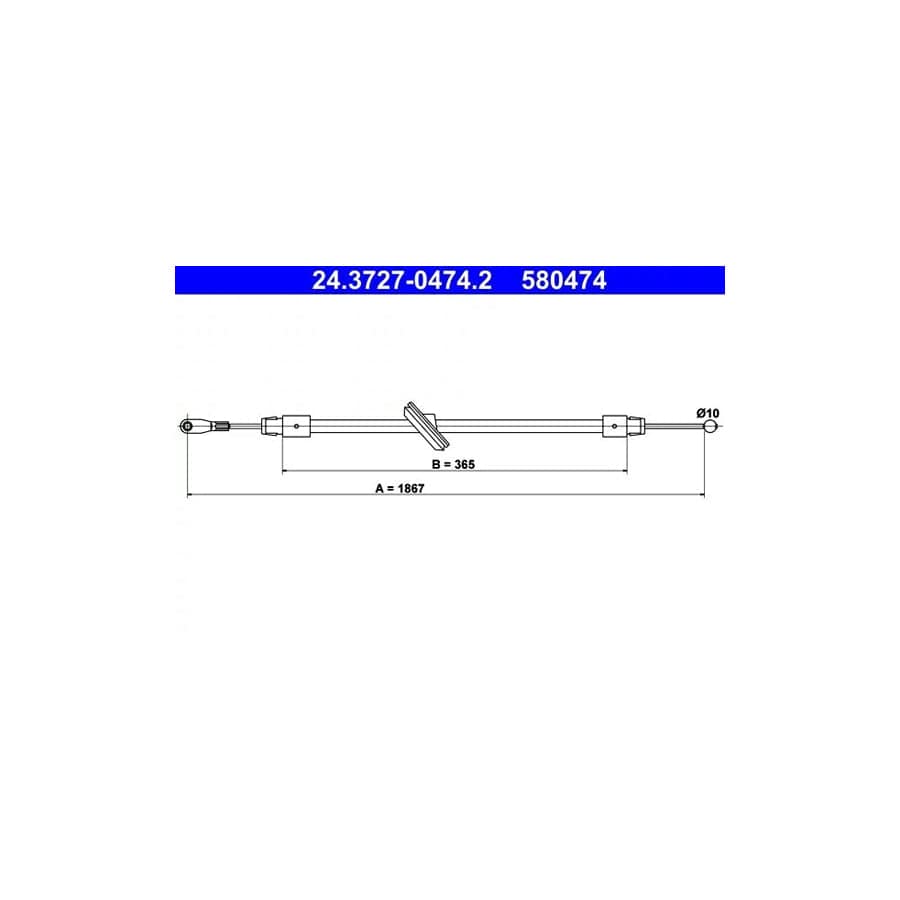 ATE 24.3727-0474.2 Hand Brake Cable Suitable for Mercedes-Benz Sprinter