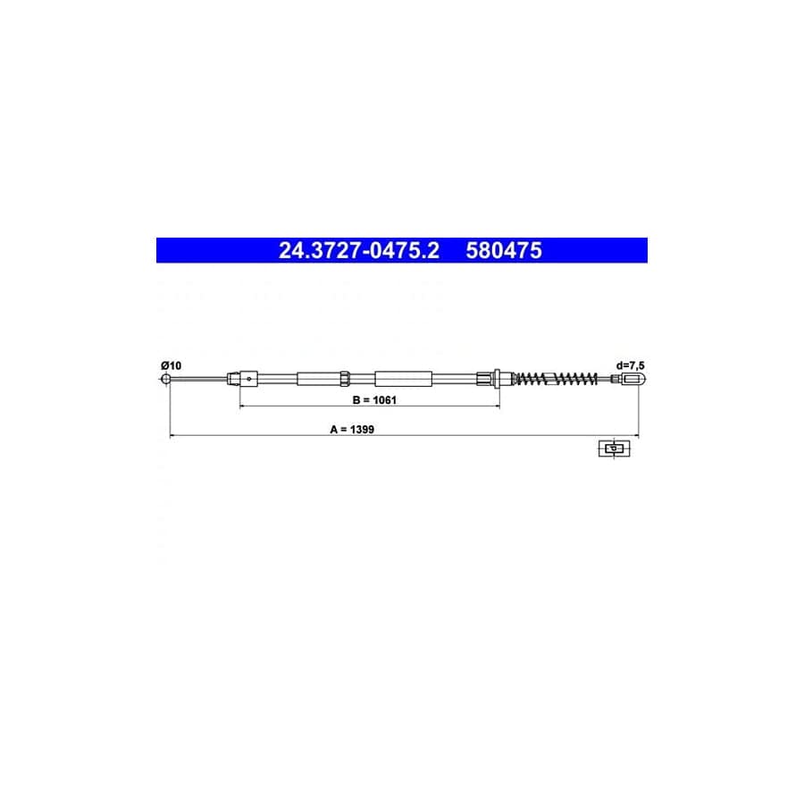ATE 24.3727-0475.2 Hand Brake Cable Suitable for Mercedes-Benz Sprinter