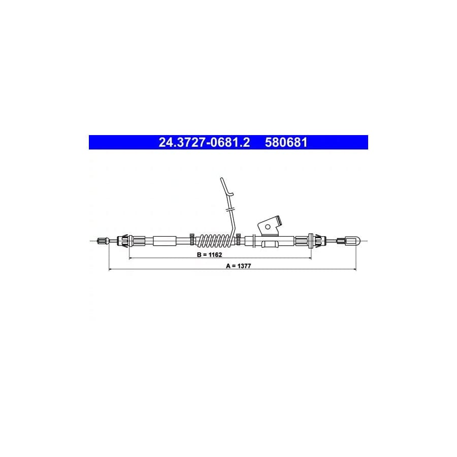 ATE 24.3727-0681.2 Hand Brake Cable for Ford Transit Custom V362 Van (Fy, Fz)