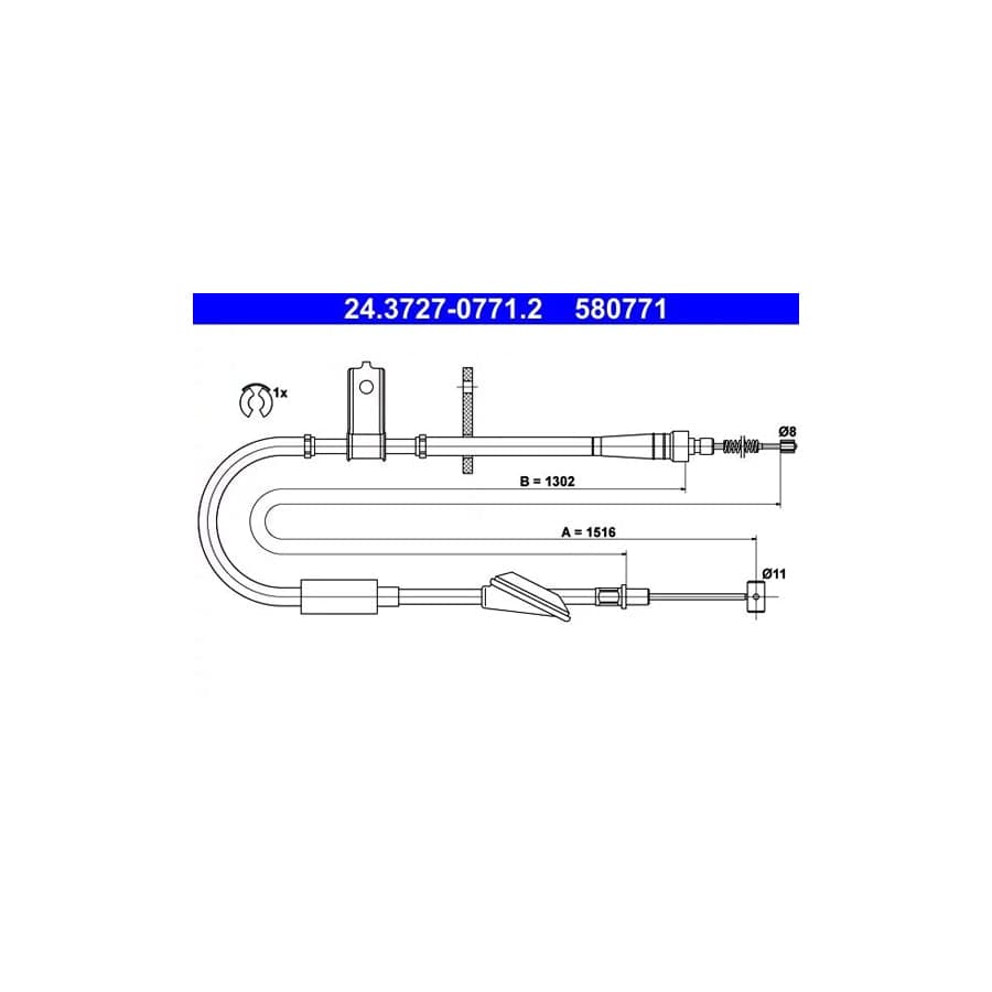 ATE 24.3727-0771.2 Hand Brake Cable