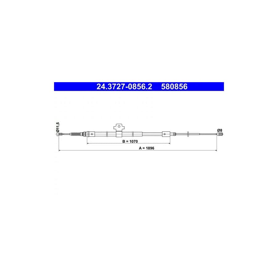 ATE 24.3727-0856.2 Hand Brake Cable for Peugeot 308