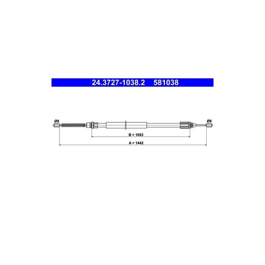 ATE 24.3727-1038.2 Hand Brake Cable for Renault Twingo