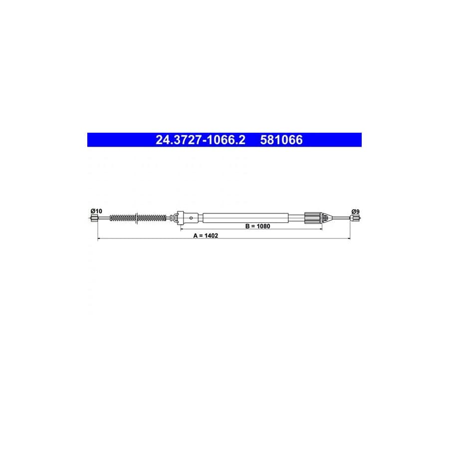 ATE 24.3727-1066.2 Hand Brake Cable for Renault Clio