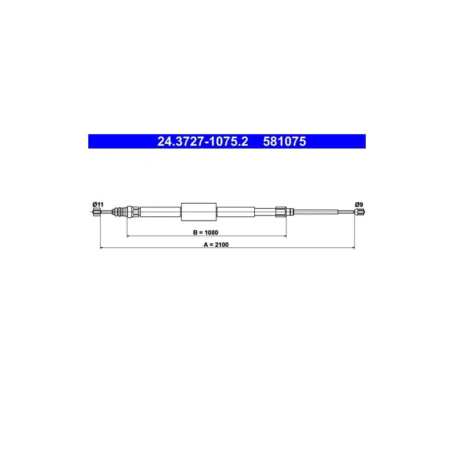 ATE 24.3727-1075.2 Hand Brake Cable for Renault Grand Sc Nic II (Jm)