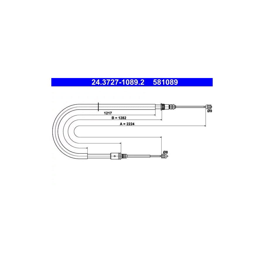 ATE 24.3727-1089.2 Hand Brake Cable for Renault Laguna