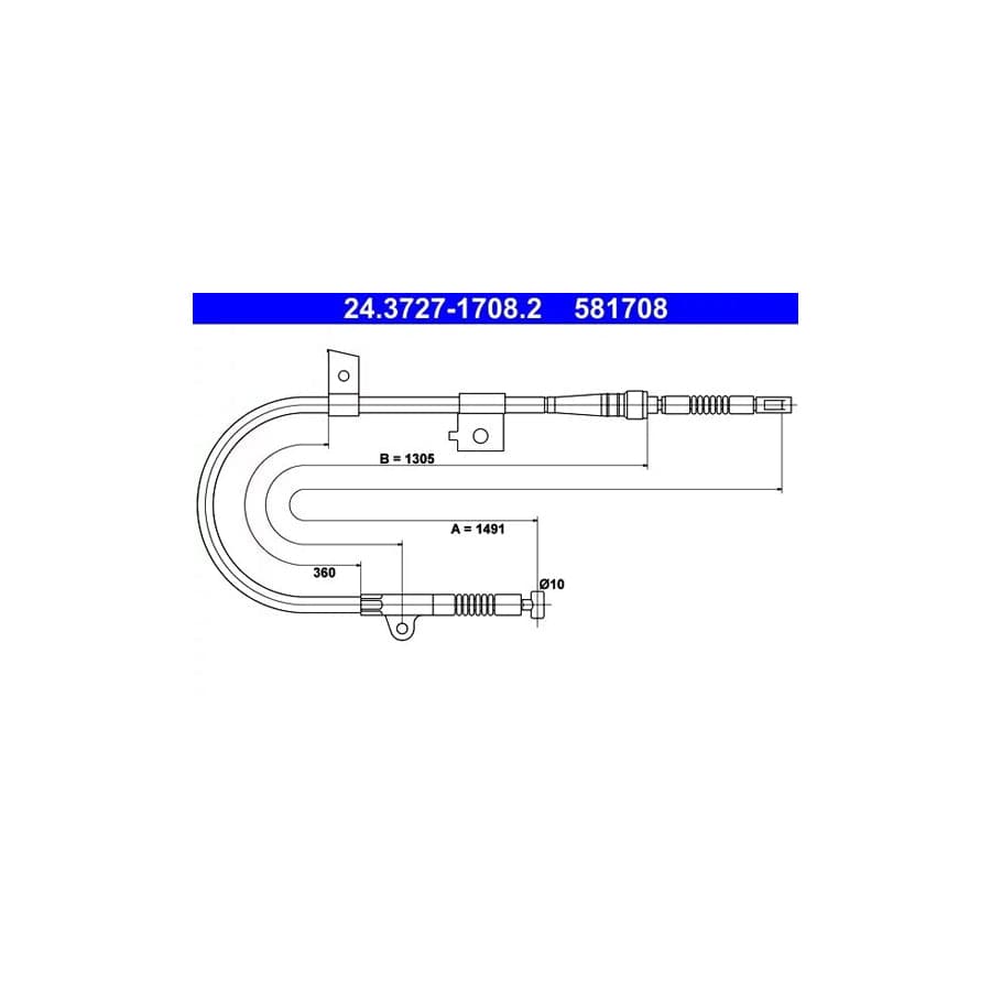 ATE 24.3727-1708.2 Hand Brake Cable for Nissan Primera