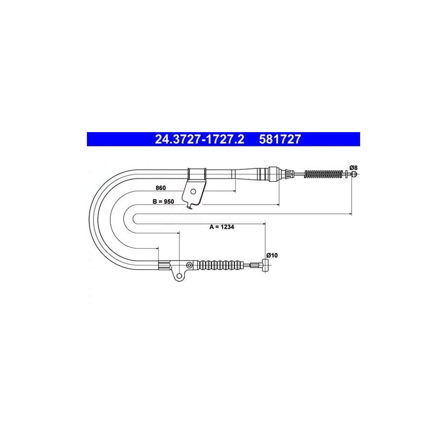 ATE 24.3727-1727.2 Hand Brake Cable