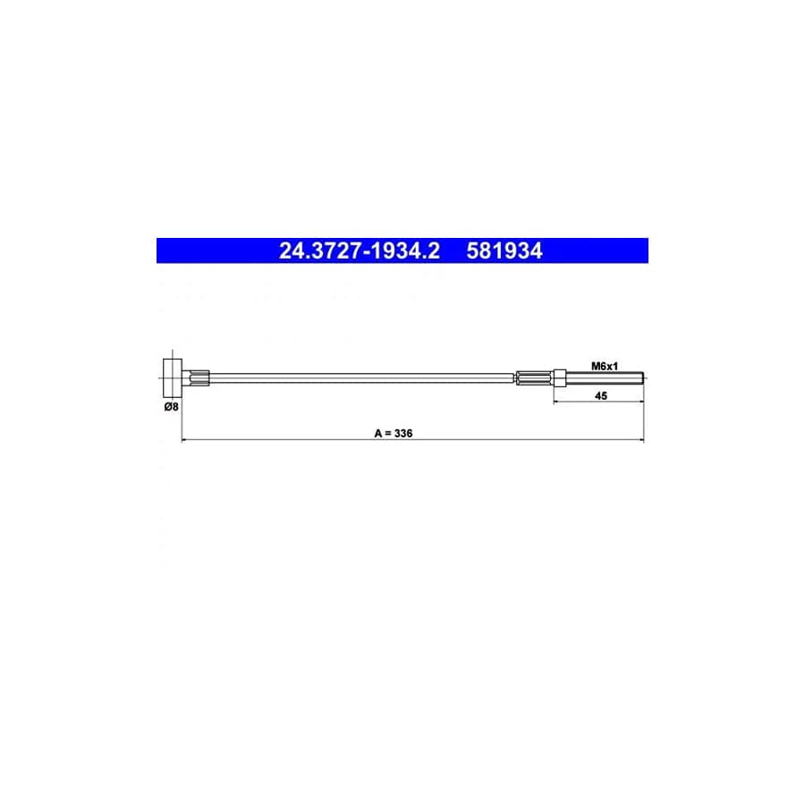 ATE 24.3727-1934.2 Hand Brake Cable for Toyota Auris Hatchback (E15)